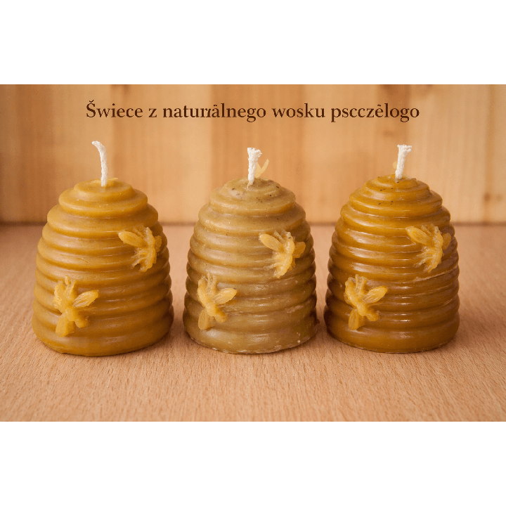 Świece z naturalnego wosku pszczelego – ule z pszczołami